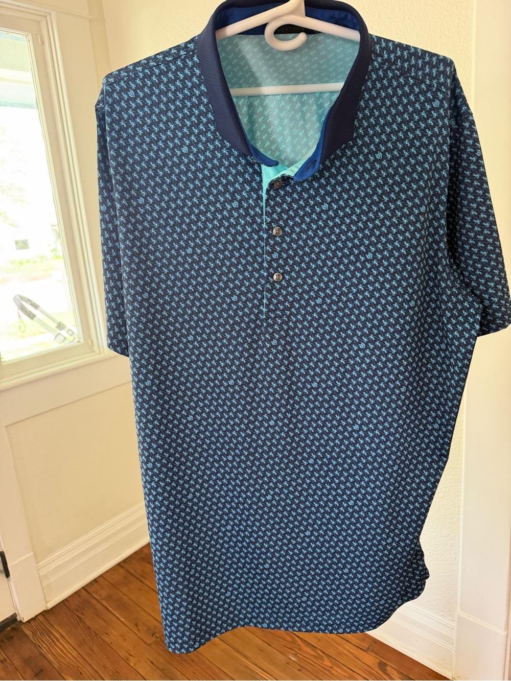 Greyson Navy & Light Blue Geometric Polo